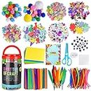 Arts and Crafts Supplies Kit for Kids, Craft Art Supply Kit with Pipe Cleaner All in One DIY Craft Set Homeschool Craft Set for Boys Girls 6+