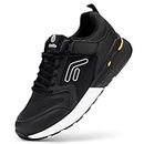 FitVille Mens Lightweight Trainers Extra Wide Fit Comfortable Walking Shoes Breathable Running Sneakers for Plantar Fasciitis Flat Feet - Rebound Core V7 Black