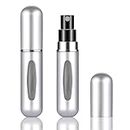 Kixre Perfume Atomizer, Portable Mini Perfume Spray Bottle 5ml,Travel Refillable Perfume Bottle, Pocket Cologne Sprayer for Traveling and Outgoing (Silver)