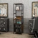 RESHABLE Industrial Salon Station for Hair Stylist, Beauty Spa Shelf and Storage Cabinet with Dryer Hole, 7 Tool Holders, Power Outlets, Styling Equipment for Barber Bathroom, 70.8" H, Rustic Brown