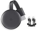 Google Chromecast - Streaming Device with HDMI Cable - Stream Shows, Music, Photos, and Sports from Your Phone to Your TV with Extra Cable- Charcoal