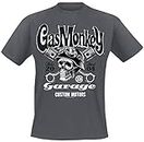 Gas Monkey Garage Custom Motors Skull T-Shirt Manches Courtes Gris Sombre chiné S