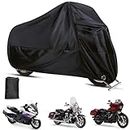Motorcycle Cover, Waterproof Durable Tear Resistant Motorbike Scooter Mopeds Cover All Season Protection from Snow Dust UV with Large Locking Hole Storage Bag for Honda, Yamaha, Suzuki, Harley