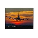 Posters for Bedroom Aesthetic Posters Sunset Landing Plane Poster Dusk Aircraft Wall Art Fighter Wall Art Military Aviation Decoration Canvas Prints Pictures Decor 50x70cm (Unframed)