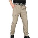 Clearance Deals Men's Hiking Tactical Pants Lightweight Outdoor Military Combat Cargo Trousers Plus Size Workout Pants with Pocket Khaki
