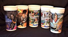 Tazas de plástico vintage coleccionables de Marvel Comics 2 Hardees 3-McDonalds (lote de 5) 