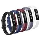 [5 Pack] Sport Bands Compatible with Fitbit Alta HR Bands and Fitbit Alta Bands Women Men, Classic Soft Silicone Replacement Wristbands Straps for Fitbit Alta HR/Fitbit Alta (5 Pack C, Small)