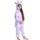 YOVALO Childrens Boys and Girls Onesie Unicorn Pajamas Fluffy Fleece Animal Dinosaur Sleepsuit Dress Up in Kids Age 3-12