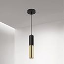 VONCI Modern Black and Brass Gold Mini Cylindrical Pendant Light Fixture for Kitchen Island, Industrial Metal Small Hanging Ceiling Spot Lighting for Bedside Dining Room Living Room Restaurant Bar