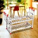 Great Mother's Stainless Steel Dish Drainer Organize Storage Rack - Plate, Cutlery Utensil, Fruits and Vegetable Drying Drain and Storage Stand 18 Inch Long,2 Layer (PreAssembled) (Pack of 1)