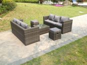 Fimous Outdoor Gartenmöbel Lounge Rattan Sofa Couchtisch Sets Fußhocker