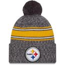 Men's New Era Gray Pittsburgh Steelers 2023 Sideline Sport Cuffed Pom Knit Hat