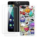 MILEGOO Wiko Pulp Fab 4G Case + 2PCS Screen Protector Tempered Glass, Shockproof Bumper Soft Silicone TPU Cover for Wiko Pulp Fab 4G (5.5”)