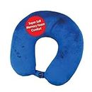 Premium Travel Neck Pillow (Blue) Super Soft Memory Foam with Washable Cover by My Perfect Nights