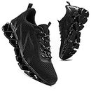 Mens Running Shoes Blade Tennis Walking Casual Sneakers Comfort Fashion Non Slip Work Sport Athletic Trainers, Black, 6.5