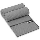 Fitness Gym Towels 40 x 110 cm, 2 Pack Workout Towel for Yoga, Sports and Exercise Soft, Lightweight, Super Absorbent Quick-Drying, Odor-Free (Graffite)