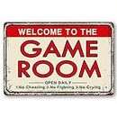 CWEIDP Video Game Room Accessories and Decor Retro Arcade Tin Signs Billiard Theater Powder Room Wall Decor Home Gaming Art Poster Gamer Decorations 8×12 Inch, Game Room Red