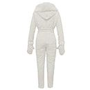 SEAOPEN Snow Suits for Women Plus Size Thicken Onesies Ski Jacket Winter Casual Outdoor Sports Jumpsuits with Hood