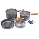 Fire-Maple Feast 4 Kit de Casseroles Camping, Ustensiles de Cuisine Cookware Kit Batterie de Cuisine Extérieure avec Casseroles, Bouilloire, Casseroles et Spatule Pour Randonnée Pêche Pique-Nique