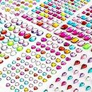 Glitzersteine Selbstklebend, 1200+ Stück Strasssteine Selbstklebend zum Aufkleben Schmucksteine Kristall Aufkleber Juwelen Edelstein Sticker für Kinder Handwerke, Nägel, Verschiedene Formen,14 Blätter