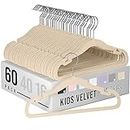 Clothes Baby Hangers for Closets - Unique Notches for Non Slip. Heavy-Duty Velvet Kids & Toddler Hangers for Closet | Ultra Thin Design for Space Saving. Ganchos De Ropa para Bebe (60 Pack Beige)