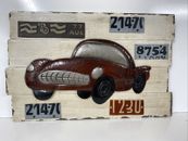 Letrero rústico de madera 3D con placas de metal para automóvil y matrículas