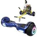 GeekMe Hoverboards Accesorio de Go Kart, Hoverboards con Hoverkart de 6.5 pulgadas con luz LED, Bluetooth inteligente, sistema de autoequilibrio, regalo para niños, adolescentes y adultos