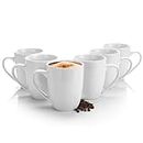 BigDean 6 Stück Kaffeebecher 300ml aus hochwertigem echtem Porzellan - Kaffeetasse weiß - Kaffeetassen Set groß mit Henkel - Tassen zum Bemalen - spülmaschinenfest kratzfest & stoßfest