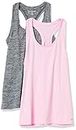 Amazon Essentials Women's Tech Stretch Racerback Tank Top (Available in Plus Size), Pack of 2, Black Space Dye/Light Pink, Medium