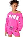 Victoria's Secret Fleece Cropped Sweatshirt, PINK Collection, Pink Daisy Classic Logo, Small