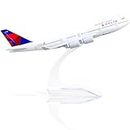QIYUMOKE Boeing 747 Delta Airlines Metal Plane Model 1/400 Diecast Alloy Airplane model with Stand Classic Aviation Airplane Gifts or Collection