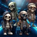 Resin Skeleton Figurines Halloween Skeleton Ornaments Mini Skull Room Decor