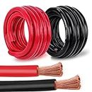 2 Gauge Battery Cable Copper Wire, 10FT Red+10FT Black 2 AWG Welding Cable Standard USA OFC Wire for Automotive, Battery, Solar, Marine and Generator