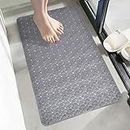 Yellow Weaves Anti Skid Shower Mat | Versatile Bathroom Safety | Ideal for Bathroom, Bathtub, Shower | Anti-Slip Mat with Suction Cups, Drain Holes and Comfortable Textured Surface (Grey, 75 x 43 cm)