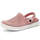 HKR Garden Clogs for Women Closed Toe Ladies Mules Slippers Comfortable Mesh Flat Sandals with Back Strap Indoor Outdoor Pink UK 7