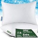 Cooling Bed Pillows for Sleeping 2 Pack, Shredded Memory Foam Pillows Queen Size Set of 2 - Adjustable Bamboo Pillows for Side Back Sleepers with Cooling Washable Cover, Medium Firm Support Pillows