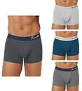 FREECULTR Men's Underwear Anti Bacterial Micromodal Airsoft Trunk - Non Itch No Chaffing Sweat Proof (Pack of 4 Size S Ash Grey, Cloud White, Midnight Blue, Smoke Grey)