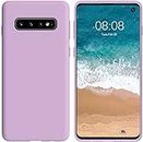 LOXXO® Liquid Silicone Case with Microfiber Coushioning Compatible for Samsung Galaxy S10 Plus Cover, Gel Rubber Full Body Protection (Lilac)