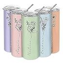 Mothers Day Gifts, Personalized Tumblers with Name and Birth Flower I 10 Colors - 20 Oz I Birthday Gifts for Women, Skinny Tumblers for Women