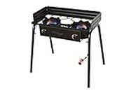 Flame King Outdoor Propane Double Dual Burner Stove 200K BTU Turkey Fryer/Camp Cooker, Portable with Stand Great for Backyard Cooking, Home Brewing & Canning