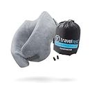 Travelrest Nest Patented Ultimate Memory Foam Travel Pillow/Neck Pillow - Washable Cover - Voted Best Travel Pillow for 2018-2021 by Wirecutter - Compresses to 1/4 of its Size (2 Year Warranty)(Grey)