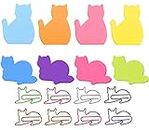 Taicols Cat Sticky Notes with Paper Clips for Student, Women, Office, Boy and Girl, 7 Pack Cute Self-Stick Memo Note Pads Sticky Pad Cat Paper Clips Index Tabs Cute Cat Sticky