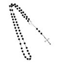 VR Creatives Black Bead Jesus Cross Crucifix Rosary Holy Cross Christian Trendy Fashion Pendant Xmas Gift Religious Chain Pendant Locket Necklace Spiritual Jewellery for Men/Women