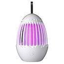 Bug Zapper Electric Mosquito Lamp Dual Function Mosquito Zapper Lamp Indoor Insect Trap Portable Camp Mosquito Killer,Mosquitoes Light Bug Zapper for Outdoor with Hanging Loop (White/Grey)