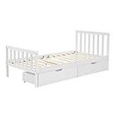 Panana Single Bed Frame with 2 Underbed Drawers 3ft Solid Pine Wood Bed for Kids, Teenager, Adults