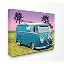 Stupell Industries Vintage 70s Blue VW Bus with Purple Palm Trees Canvas Wall Art, 16 x 20, Multi-Color