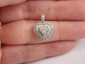 3 Ct Baguette Cut Simulated Diamond Heart Cluster Pendant 14k White Gold Plated