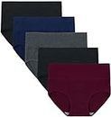 INNERSY Women's High Waisted Underwear Cotton Panties Regular & Plus Size 5-Pack(L,Darks 1)