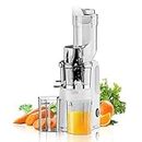 MIUI Cold Press Juicer Machines - Automatic Fresh Juicer, Wide Mouth 80mm Feeding Chute Slow Juicer Suitable for Lemon, Orange, Whole Fruit and Vegetable, Best Choice for Fitness and Home Use (White)