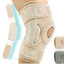 Vive Hinged Knee Brace - Open Patella Support Wrap for Women, Men - Compression for ACL, MCL, Torn Meniscus Ligament and Tendonitis - for Running, Athletic Tear and Arthritis Joint (Beige)